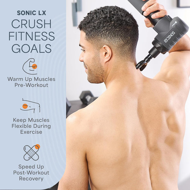 LifePro Sonic LX Athletic Heated Massage Gun – Deep Tissue Portable Massager for Muscle Recovery - 9 Speed & 10 Heads Massage Gun - Rechargeable Percussion Massager for Athletes & Sports Enthusiasts