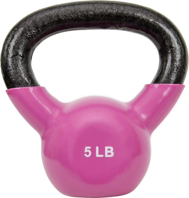 Sunny Health & Fitness Vinyl Coated Kettlebell for Strength Weight Training & Swinging Exercise - In 5, 10, 15, 20, 25 Pound
