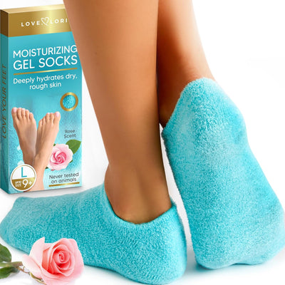 Moisturizing Socks - Premium Gel Silicone Aloe Foot Spa Socks (Sizes 9-10) Infused with Vitamin E & JoJoba Oil - Self Care Gifts for Women