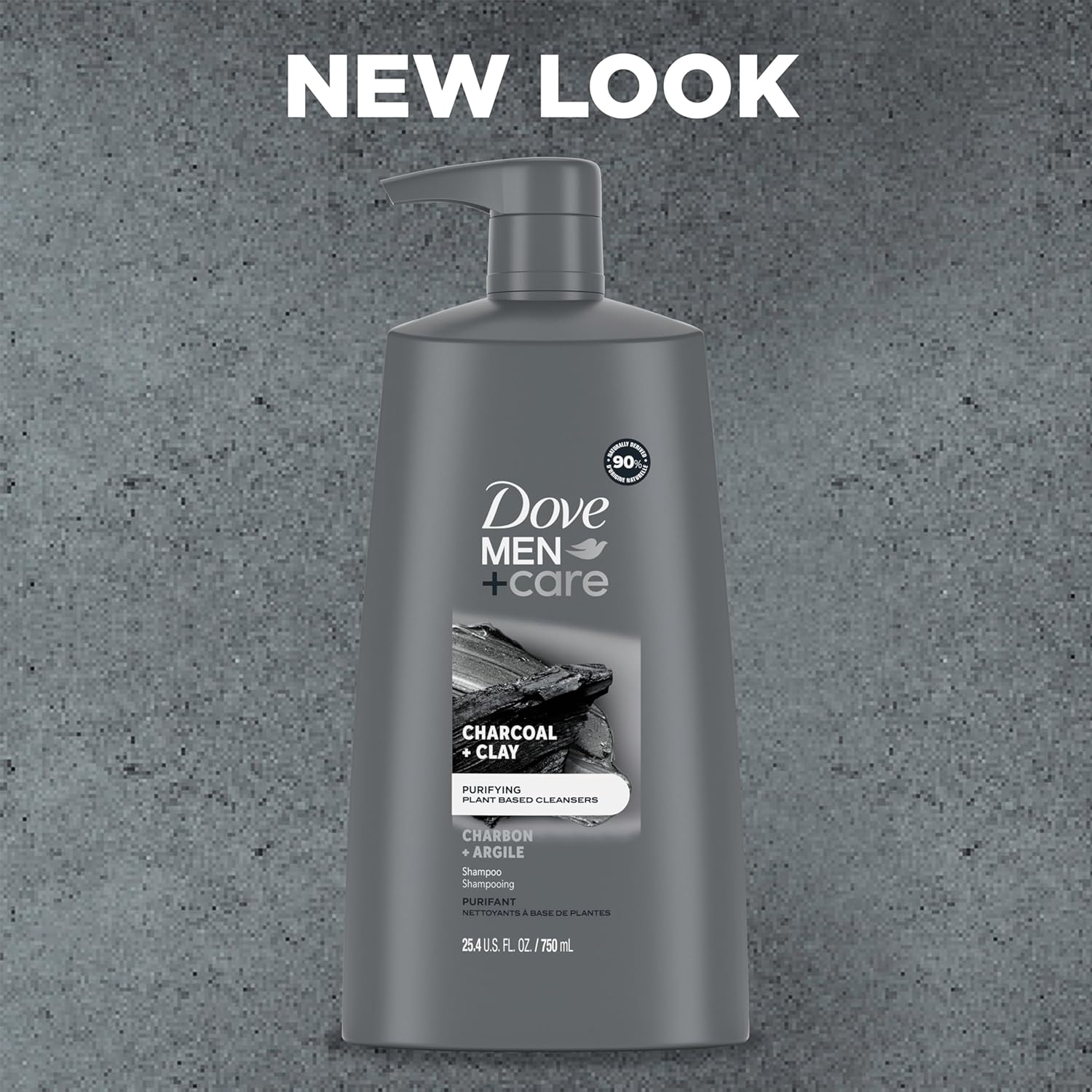 Dove Men+Care Men Shampoo For Healthy-Looking Hair Charcoal + Clay Naturally Derived Plant Based Cleansers 25.4 oz