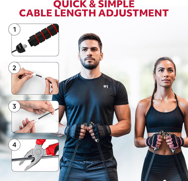 Jump Rope – Speed Jump Rope with Ball Bearings and Adjustable Cable – Jumping Cable for Men, Women, Kids – Ideal for Box, Sports, Cardio, Training – Tangle-Free Jumping and Memory Foam Handle