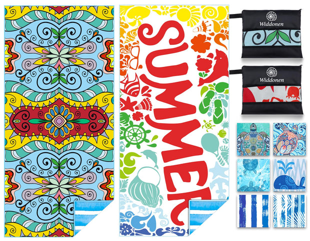 Microfiber Thin Lightweight Beach Towel Sand Free Quick Dry Absorbent Compact Towels for Swimming Pool Camping Beach Accessories Large Easy Pack Travel Things for Vacation Essentials Adult Gift