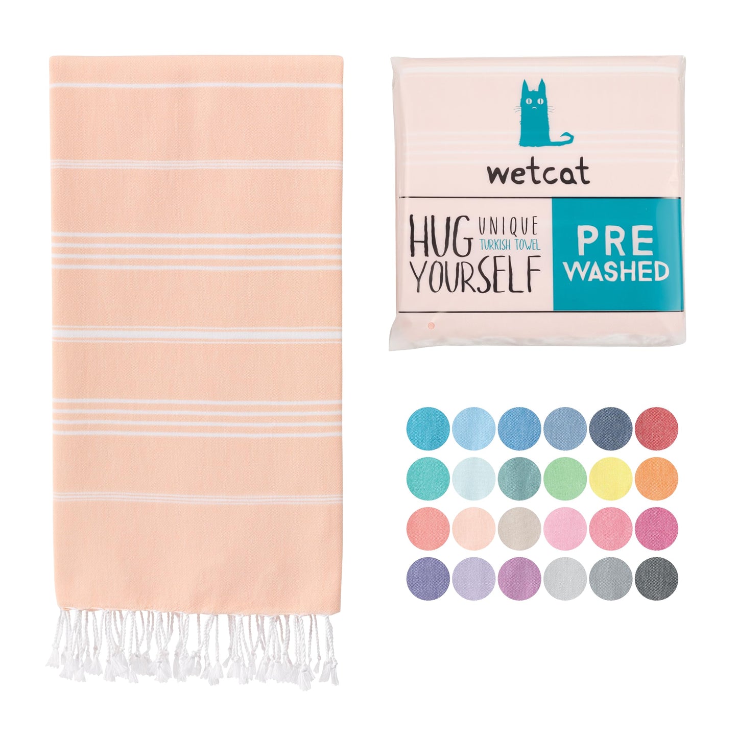 WETCAT Turkish Beach Towel Oversized (38"x71") 100% Turkish Cotton, Made in Turkey - Sand Free, Extra Large, Ultra Soft, Quick Drying, Compact & Lightweight for Travel - Blue