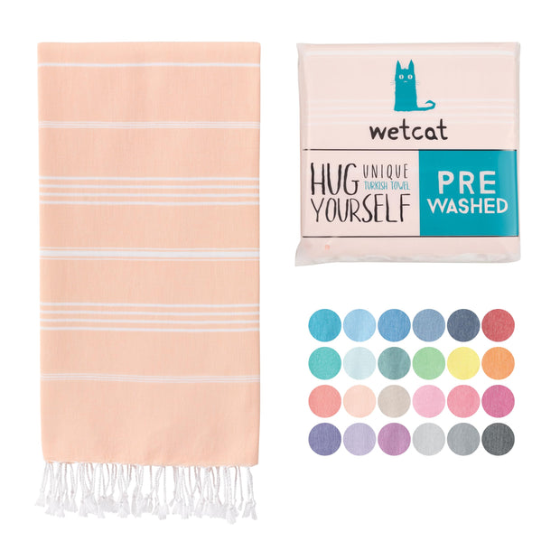 WETCAT Turkish Beach Towel Oversized (38"x71") 100% Turkish Cotton, Made in Turkey - Sand Free, Extra Large, Ultra Soft, Quick Drying, Compact & Lightweight for Travel - Blue