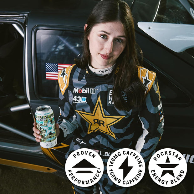 Rockstar, Boom Energy Drink with Caffeine and Taurine Packaging May Vary, Whipped Strawberry, 16 Fl Oz (Pack of 12)