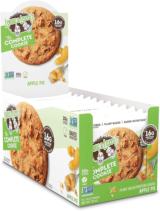 Lenny & Larry's The Complete Cookie, Apple Pie, 16g Plant Protein, Vegan, Non-GMO, 4 Ounce Cookie (Pack of 12)