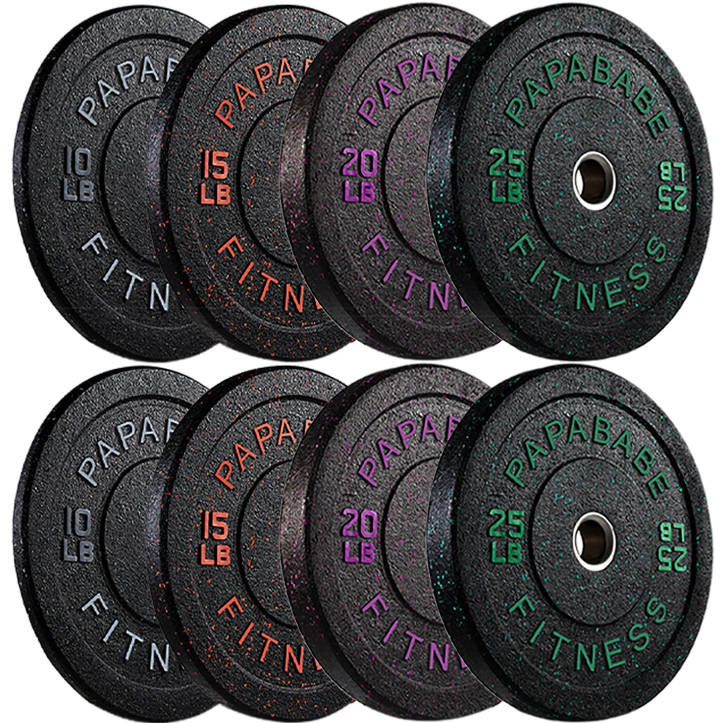 Papababe Weight Plates, 2-Inch Weights Plates Set, Floor Protective Rubber Weight Plates, 10-600lbs Bumper Plates for Barbell Strength Training & Weightlifting (Single/Pair/Full Set)