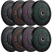 Papababe Weight Plates, 2-Inch Weights Plates Set, Floor Protective Rubber Weight Plates, 10-600lbs Bumper Plates for Barbell Strength Training & Weightlifting (Single/Pair/Full Set)