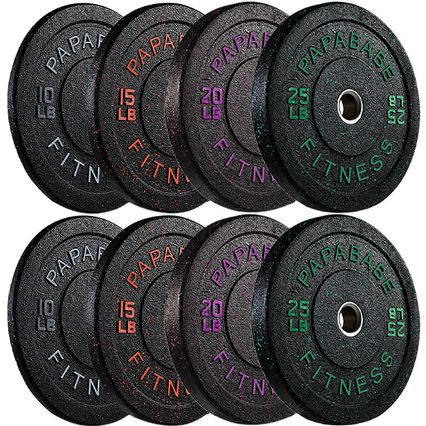 Papababe Weight Plates, 2-Inch Weights Plates Set, Floor Protective Rubber Weight Plates, 10-600lbs Bumper Plates for Barbell Strength Training & Weightlifting (Single/Pair/Full Set)