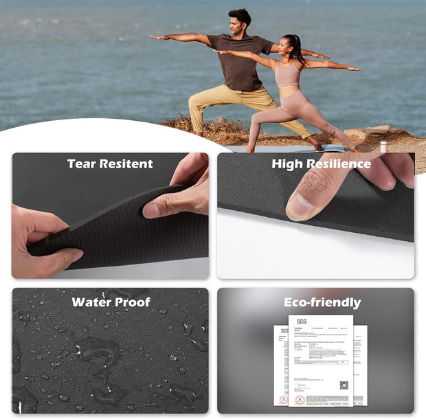 Yoga Mat Non Slip, Pilates Fitness Mats, Eco Friendly, Anti-Tear 1/4" Thick Yoga Mats for Women, Exercise Mats for Home Workout with Carrying Sling and Storage Bag