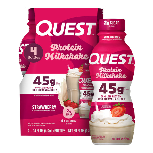 Quest Nutrition Vanilla Protein Shake, 45g Protein, 2g Sugar, 3g Net Carbs, Ready to Drink, Gluten Free, 12 Count