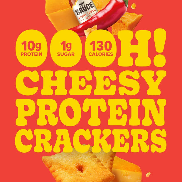Pure Protein Cheesy Crackers Variety Pack, 6 Hot and Spicy and 6 Cheddar, High Protein Snack, 10G Protein, 1.34 oz, 12 Count