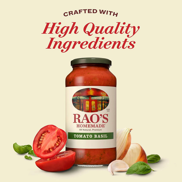 Rao's Homemade Tomato Basil Sauce, 24 oz, Tomato Sauce, All Purpose, Keto Friendly Pasta Sauce, Premium Quality, Tomatoes from Italy and Basil