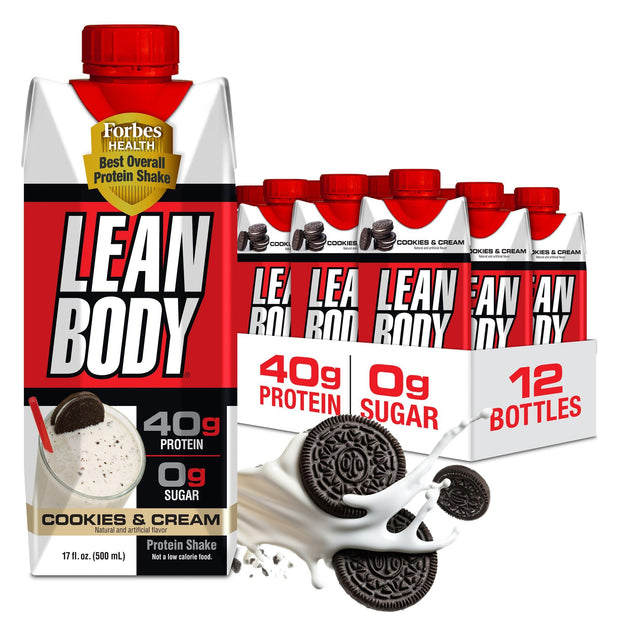 Lean Body Ready-to-Drink Chocolate Protein Shake, 40g Protein, Whey Blend, 0 Sugar, Gluten Free, 22 Vitamins & Minerals, LABRADA, 17 Fl Oz (Pack of 12)
