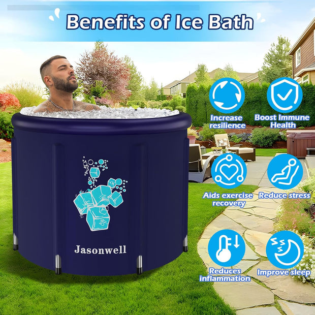 Jasonwell Ice Bath Tub for Athletes - Heavy Duty Cold Water Therapy Plunge Tub Ice Pod for Recovery Portable Ice Barrel Plunge Pool for Outdoor Inflatable Hot Tub Bathtub at Home for Adults
