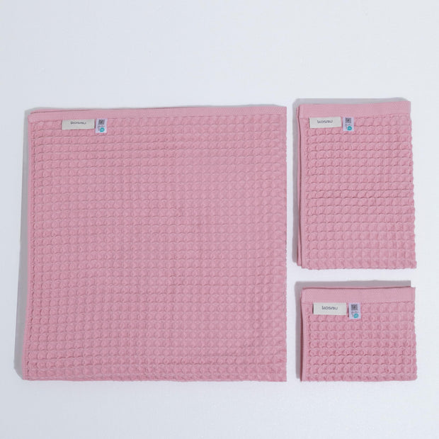 Luxury Japanese Cotton Waffle Bath Towel | Plush, Absorbent, and Quick Dry (Coral Orange, Hand Towel, 32" x 16")