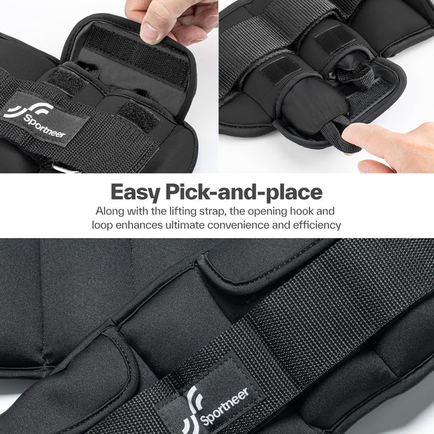 Sportneer Upgrade Adjustable Ankle and Wrist Weights for Women and Men 1-7 lbs / 1-10 lbs Set | Comfortable, Secure Fit for Walking, Running, Fitness, Physical Therapy, Home Gym