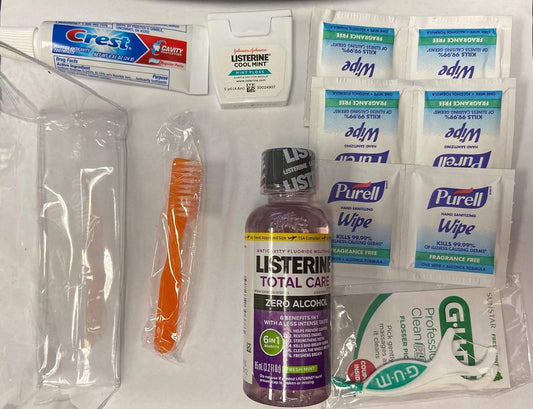 12 pcs Travel Essential Oral Care Kit, TSA Approved Content in Clear Waterproof Bag - Adult