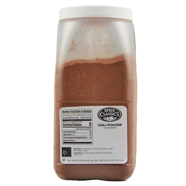 Spice Classics Chili Powder, 16 oz - One 16 Ounce Container of Ground Chili Powder Made from Chili Peppers, Oregano, and Garlic Perfect for Mexican or Southwest-Inspired Dishes