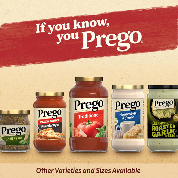 Prego Alfredo Pasta Sauce with Roasted Garlic and Parmesan Cheese, 14.5 oz Jar