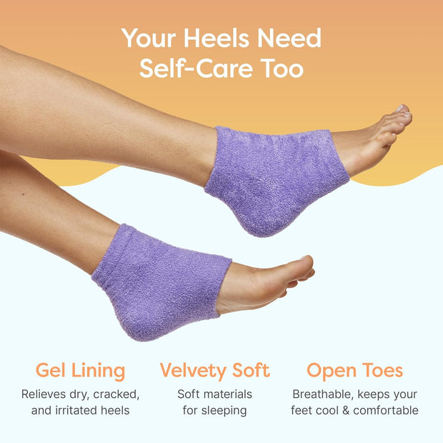 ZenToes Moisturizing Socks for Cracked Heel Treatment - Vitamin E, Olive Oil and Jojoba Oil Infused Heel Socks to Soften and Hydrate (Fuzzy Lilac Purple, Regular)