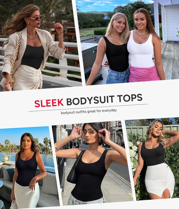 Nebility Womens' Waist Trainer Seamless Round Neck Tummy Control Shapewear Bodysuit