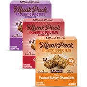 Munk Pack Sampler Pack Probiotic Protein Snack Bars Stocking Stuffers | 10g Plant Protein, 1g Sugar, 6g Fiber |Diabetic-Friendly Ideal Breakfast Bars - On-the-Go Snacks, Gluten-Free, Non-GMO | 5 Count