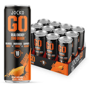 Jocko GO Energy Drink (Afterburner Orange) - Keto, Vitamin B12, Vitamin B6, Electrolytes, L Theanine, Magnesium- Energy Boost, Sugar Free Nootropic Monk Fruit Blend - 12 Pack