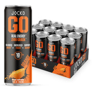 Jocko Fuel Blue Raspberry Energy Drink, 12 Pack, 0 Sugar, 95mg Caffeine, Supports Brain Health