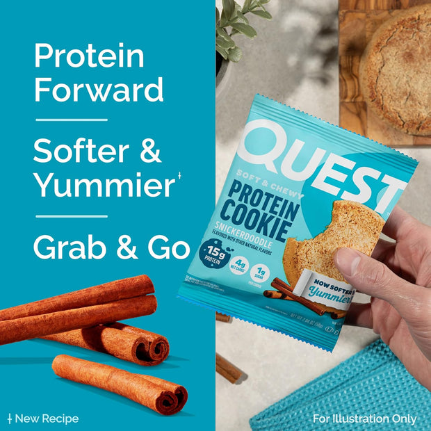 Quest Nutrition Snickerdoodle Protein Cookie, 15g Protein, 1g Sugar, 4g Net Carbs, Keto Friendly, High Protein, Low Carb 4 Count