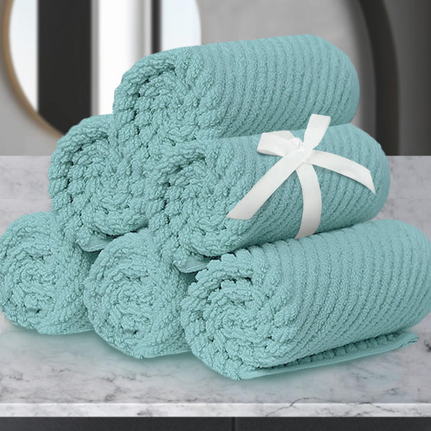 Towels for Bathroom - 100% Cotton | Lightweight | Thick | Soft, Quick Dry Towels, Bath Towel Set of 6 Large, 2 Bath 30"x56", 2 Hand 18"x28", 2 Washcloths 13"x13", Luxury Shower Towel Set, Aqua Teal