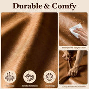 114" Boneless Couches for Living Room, Brown Faux Leather Cloud Sectional Couches with Chaise, Deep Seat L Shaped Modular Sofa, No Assembly Required Sofas in a Box (Right,Faux Leather,Brown)