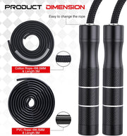 Weighted Jump Rope for Men and Women 1 LB Ball Bearing Rapid Speed Skipping Rope for Workout Fitness Exercise Aluminum Handle Adjustable Length Fabric Cotton and Solid PVC