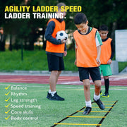Soccer Training Equipment, Speed Agility Training Equipment for Kids Youth Adults, 20ft Agility Ladder, 4 Hurdles, Jump Rope, 12 Soccer Cones, Running Parachute, Football Training Equipment
