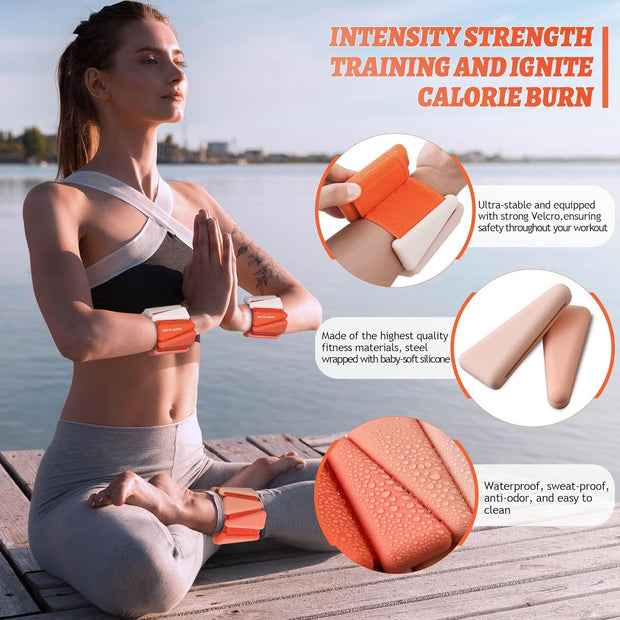 Wrist Weights for Women At Home Ankle Weights Set of 2 (1 lb /2 Lbs Each) Adjustable Weighted Wristbands Arm Leg Weights for Women Men Suitable for Walking Swimming Running Pilates Yoga Gym