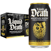 Liquid Death, Sparkling Mountain Water, 12-Pack (12oz Cans), Real Mountain Source, Infinitely Recyclable Ice-Cold Cans, American Made