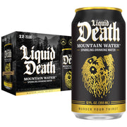 Liquid Death, Still Mountain Water, 12-Pack (12oz Cans), Real Mountain Source, Infinitely Recyclable Ice-Cold Cans, American Made