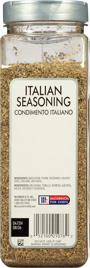 McCormick Culinary Italian Seasoning, 6.25 oz - One 6.25 Ounce Container of Italian Seasoning Blend for Mediterranean Cuisine, Perfect for Pasta Sauces, Meatballs, Pizza, Soups, Chicken and More