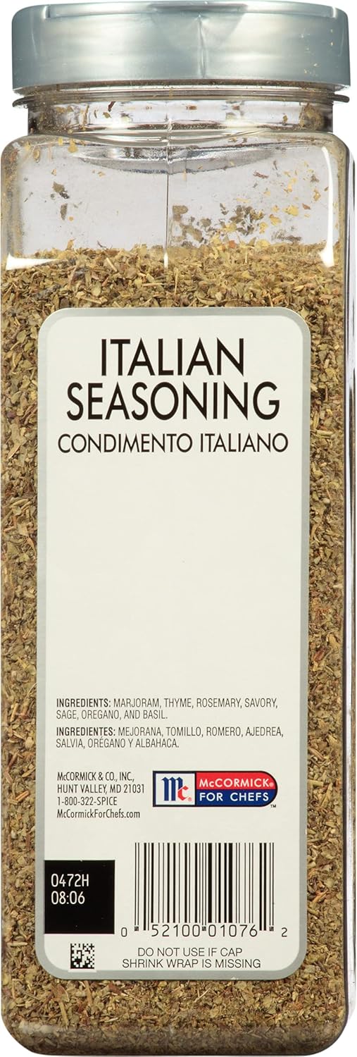 McCormick Culinary Italian Seasoning, 6.25 oz - One 6.25 Ounce Container of Italian Seasoning Blend for Mediterranean Cuisine, Perfect for Pasta Sauces, Meatballs, Pizza, Soups, Chicken and More