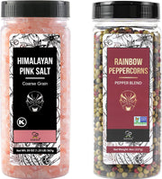 Soeos Himalayan Pink Salt 39 oz + Whole Black Peppercorns 18 oz, Coarse Grain, Kosher Salt for Grinder Refill, Salt and Pepper Grinder, Non-GMO Verified, Spice Seasoning Set for Cooking