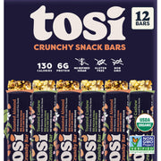 Tosi Cashew Variety Pack Protein Bars, Plant Based with Nuts, Gluten-Free Crunchy Snacks, Vegan, Organic, Flax & Chia Seeds, Soy-Free, Omega 3s, 5G Protein, 1 oz, 12-Pack