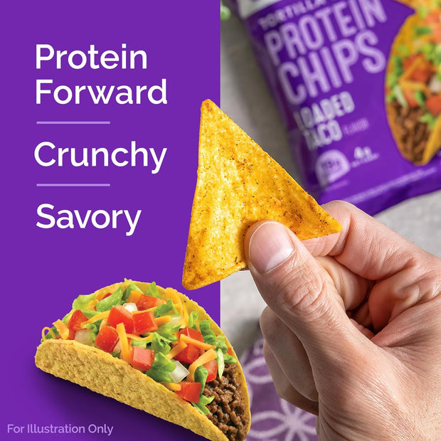 Quest Nutrition Loaded Taco Tortilla Style Protein Chips, 19g Protein, 4g Net Carb, Low Carb, Gluten Free, 1.1 oz (Pack of 4)
