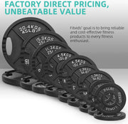 Olympic Cast Iron 2-Inch Weight Plates Including 5FT Olympic Barbell Bar & Safely Locks, 100 Pounds Set (85 lbs Plates + 15 lbs Barbell Bar), Multiple Packages