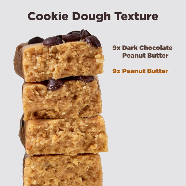 Perfect Bar Mini, Peanut Butter and Dark Chocolate Chip Peanut Butter Variety Pack, Protein Snack, Snack Bar, Organic, Gluten Free, Soy Free, Non GMO, No Sugar Alcohols, 18 count, .88 oz