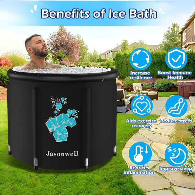 Jasonwell Ice Bath Tub for Athletes - Heavy Duty Cold Water Therapy Plunge Tub Ice Pod for Recovery Portable Ice Barrel Plunge Pool for Outdoor Inflatable Hot Tub Bathtub at Home for Adults
