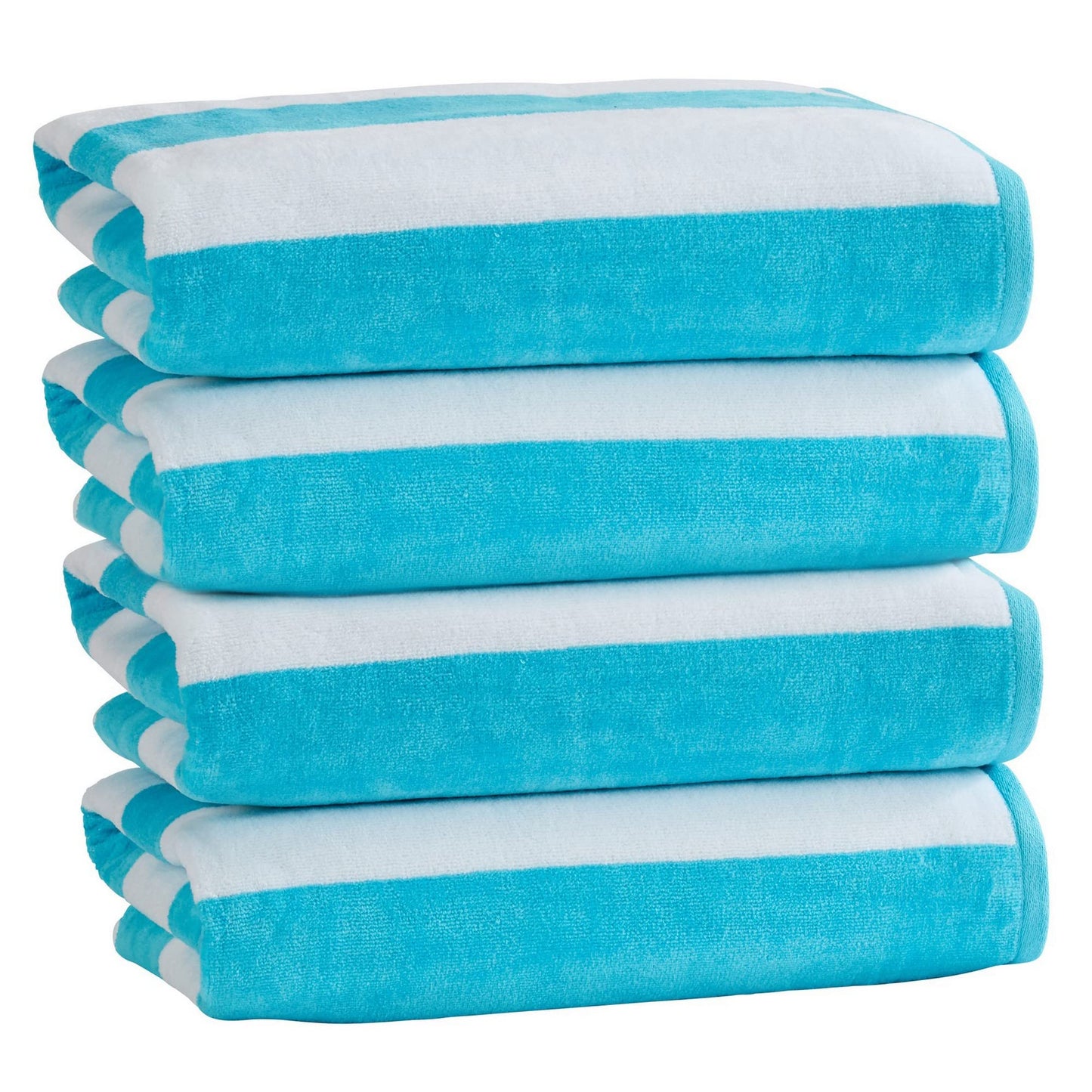 100% Cotton Velour Cabana Stripe Beach Towel Set 30" x 60" - Ultra Soft, Plush, & Highly Absorbent Towels for Pool, Beach, & Swimming. Marina Collection (4-Pack, Charcoal)