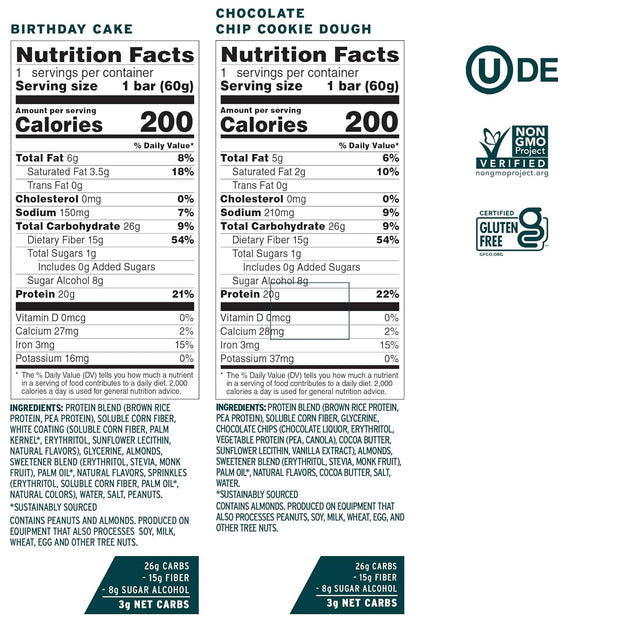 No Cow Vegan Protein Bars, Upgraded Brand Sampler Pack | 20g Plant Based Protein, Gluten Free, Dairy Free, Soy Free, Keto Friendly, Low Sugar, High Fiber Snack Bars | Pack of 12