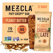 Mezcla Puff Crispy Protein Bars, Gluten Free & Vegan Protein Bars, 10g Protein, Alt for Crispy Rice Treat, Granola Bars & Breakfast Bars, Healthy Snacks for Adults, Variety Pack, 8 Count
