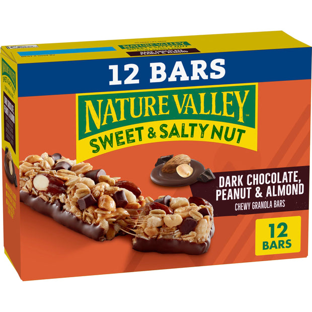 Nature Valley Sweet and Salty Nut Granola Bars, Dark Chocolate Peanut Almond, 24 Bars, 28.8 oz