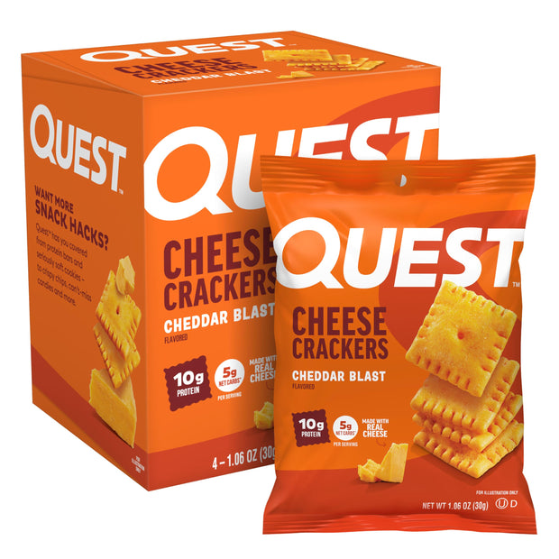 Quest Nutrition Cheese Crackers, Spicy Cheddar Blast, 10g of Protein, Low Carb, Made with Real Cheese, 12 Count (1.06 oz bags)
